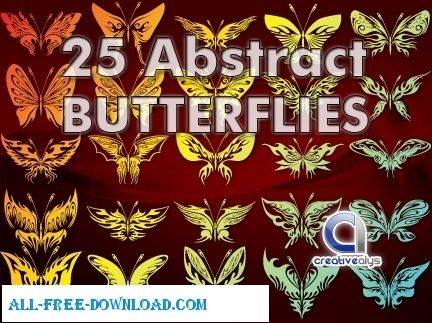 25 Abstract Butterflies in Vector