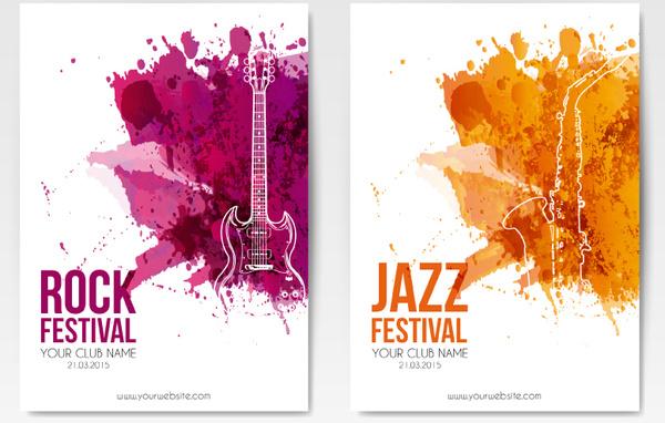 2 music festival leaflets vector