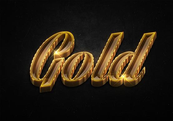 3 3d shiny gold text effects preview