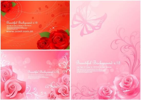 3 beautiful roses background vector