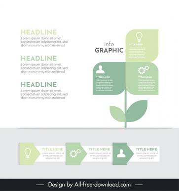3 elements infographic template flat elegant geometric tree