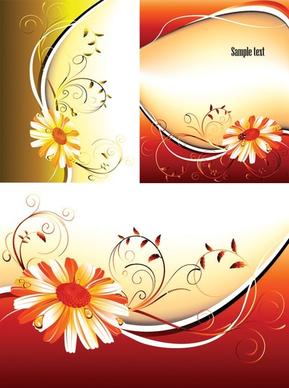 3 flower pattern background vector
