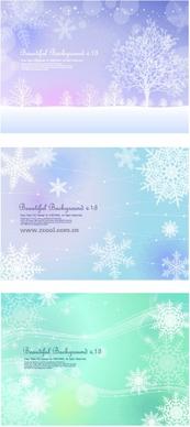 3 fluttering snowflakes vector background