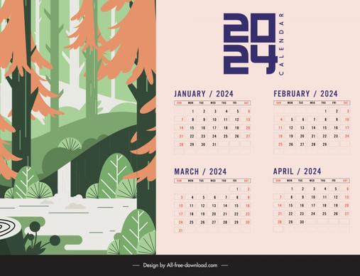 3 fold tent calendar 2024 template classical jungle scene 
