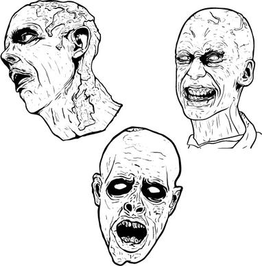 3 Free Illustrated Scary Zombie Vector Graphics 