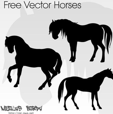 3 free vector horses