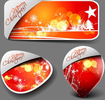 3 kind cute christmas labels vector
