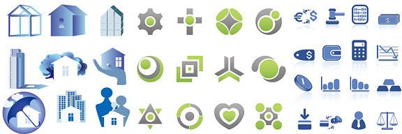 3 sets of simple graphical icons vector