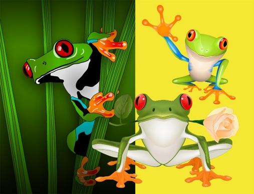 3 vector cute frogs