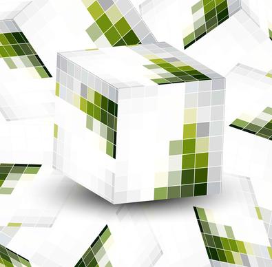 3d abstract bright mosaic colorful green box vector design