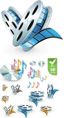 3d audio video icon vector