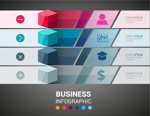 3d business infographic illustration with cubes and tabs
