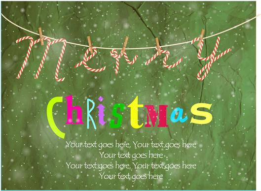 3d christmas card with hanging letters on line