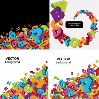 3d colored letters with numbers vector background