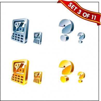 business design elements calculator question icons shiny 3d