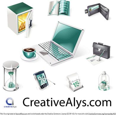 3d financial and business web icons