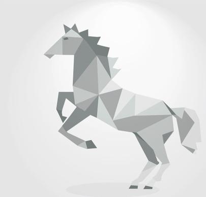 3d geometric shapes horse creative vector