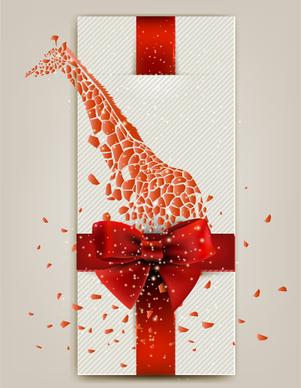 3d illustration of card design with blasting giraffe