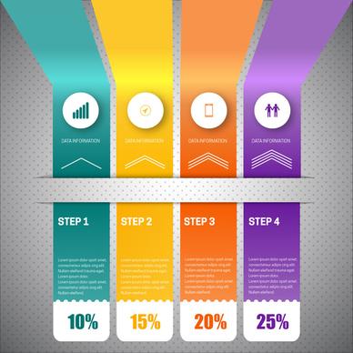 3d infographic vector with vertical colorful tabs