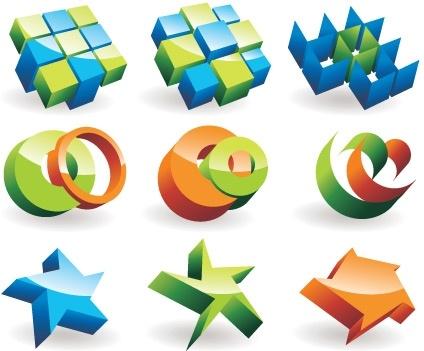logotype collection 3d colorful shapes design