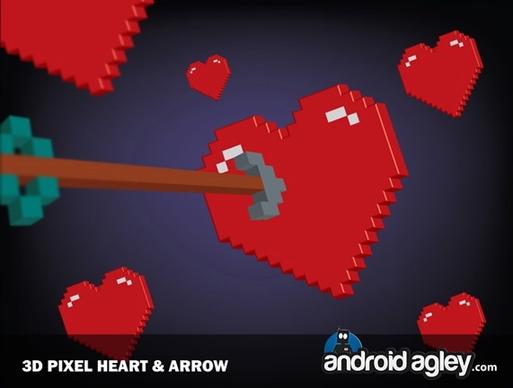 3D Pixel Heart and Arrow
