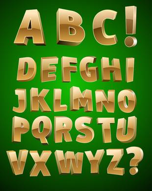 3d shiny alphabet and numbers vector design