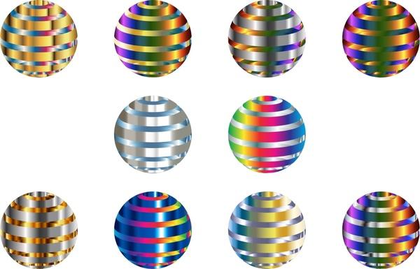 3d spheres set with shiny metallic illustration