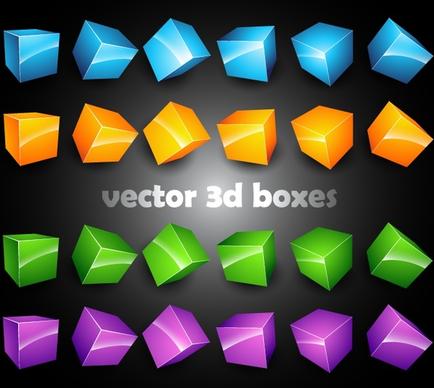 decorative boxes icons modern 3d shapes sketch