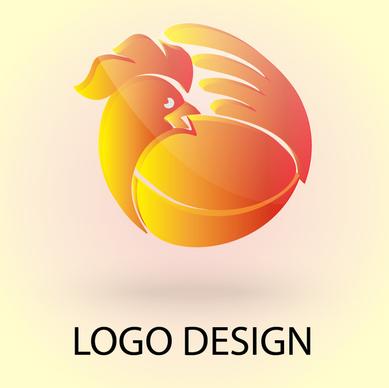 3d vector chicken logo design