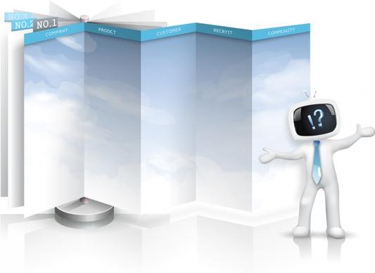 decorative presentation template modern 3d cloud wall robot