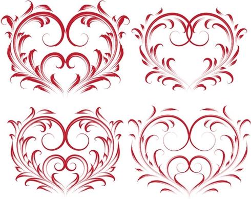 4 beautiful heartshaped pattern vector