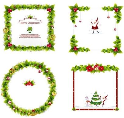 4 christmas wreath border vector