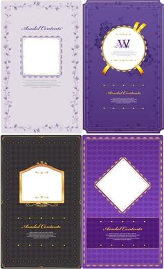 4 purple pattern card template vector