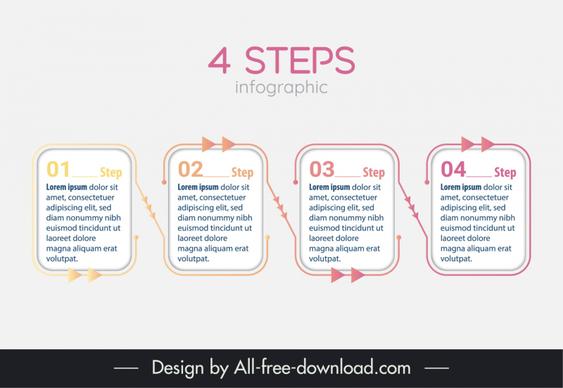 4 steps infographic template arrows flat text box