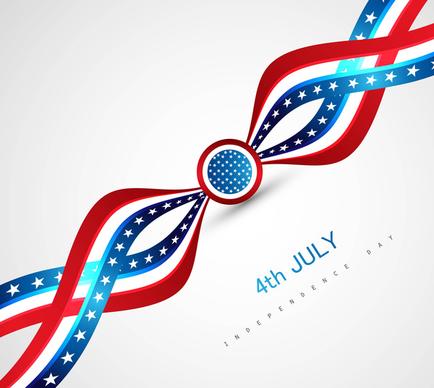 4th july badge ribbon of american independence day