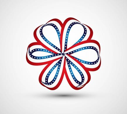 4th july badge ribbon of american independence day vector