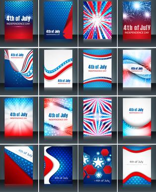4th of july american independence day collection card set celebration template brochure presentation vector