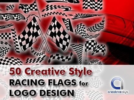 50 Creative Style Racing Flags for Logo Design