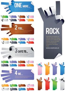 5 kinds of gestures shaped paper paper vector