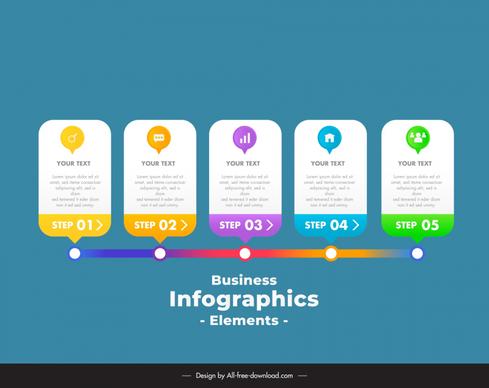 5 steps infographic template elegant modern speech bubbles line