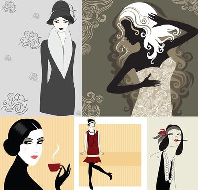 5 woman vector illustration