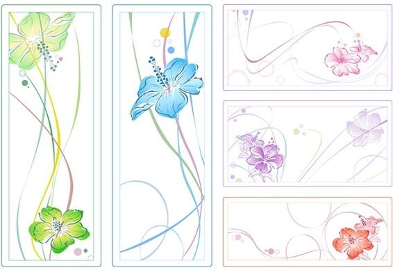 5color watercolor style flowers vector