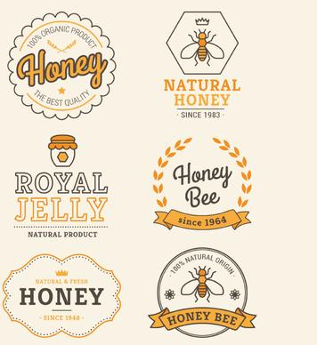6 creative honey label vector