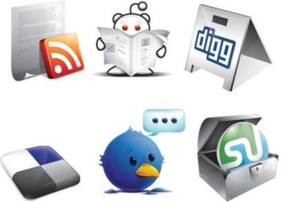 media icons collection various colored types 3d style