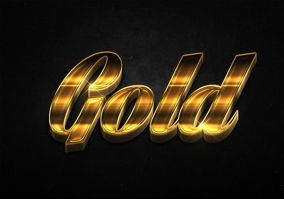 70 3d shiny gold text effects preview