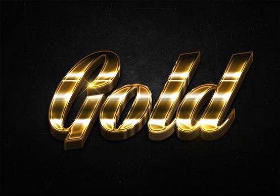 77 3d shiny gold text effects preview