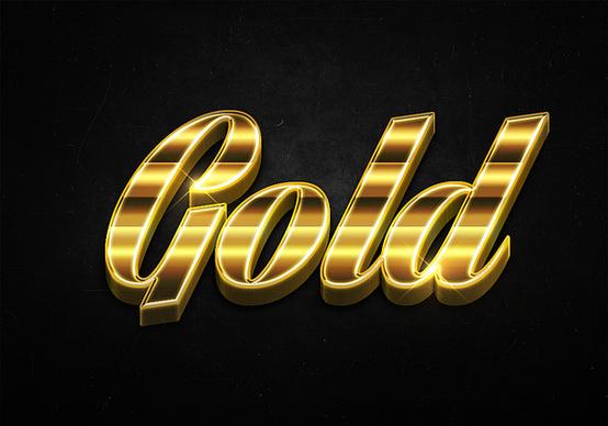 80 3d shiny gold text effects preview