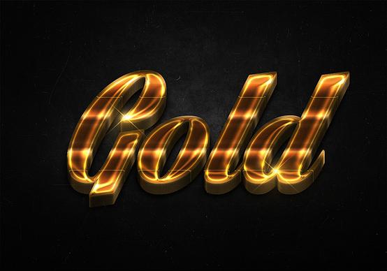 90 3d shiny gold text effects preview
