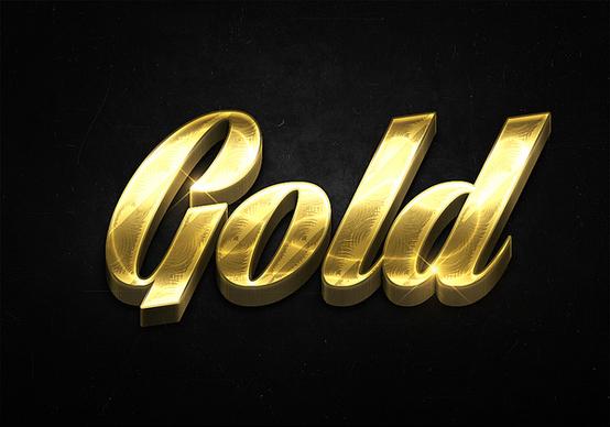 96 3d shiny gold text effects preview