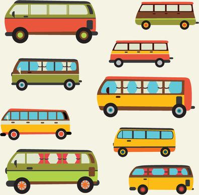 9 cartoon bus design vector